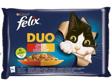 Felix Fantastic Duo meat - beef and poultry, chicken and kidney, lamb and veal, turkey and liver - 4 x 85g