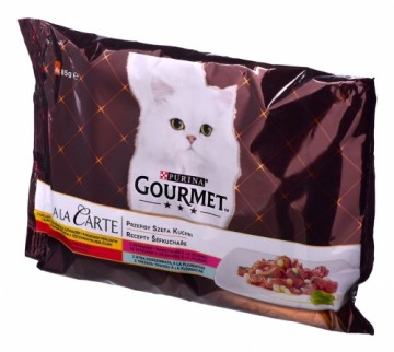 GOURMET A la Carte Chicken, Trout, Beef, and Fish - wet cat food - 4 x 85 g