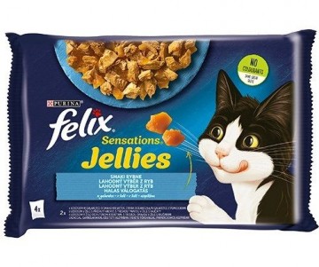 Felix Sensations Mix - salmon, shrimps, ocean fish with tomatoes - wet cat food - 4x85 g