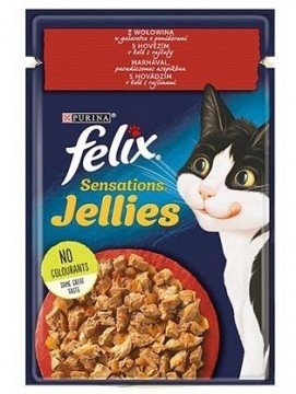 Felix sensations Duo with beef and tomatoes in jelly - wet food for cats - 85g