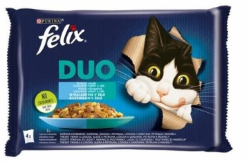 Felix Fantastic Duo- black cod, salmon, herring, trout, salmon, sardines, trout, mackerel in jelly - 4x85g