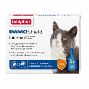 Капли от блох и клещей для кошек : Beaphar IMMO SHIELD LINE ON CAT 3*1мл