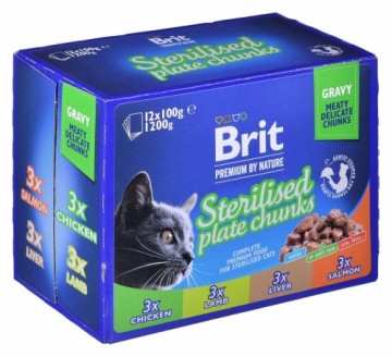 BRIT Premium Cat Sterilised Plate - wet cat food - 12x100g