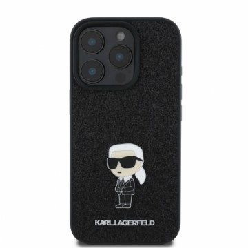 Karl Lagerfeld Fixed Glitter Metal Ikonik Case for iPhone 16 Pro Max Black