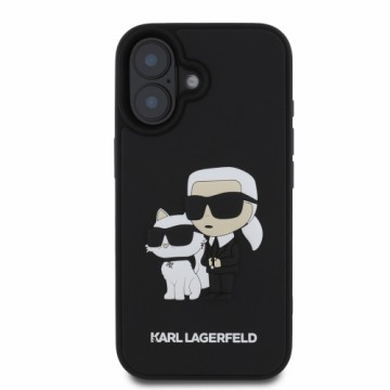 Karl Lagerfeld 3D Rubber Karl and Choupette Case for iPhone 16 Plus Black