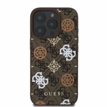 Guess PU 4G Peony MagSafe Case for iPhone 16 Pro Max Brown