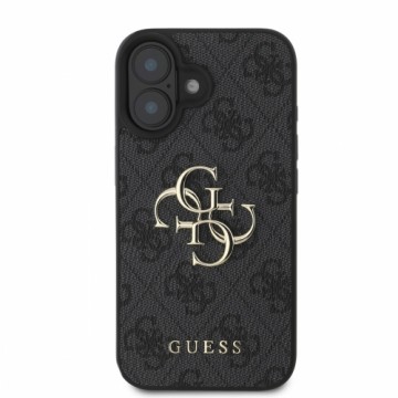 Guess PU 4G Metal Logo Case for iPhone 16 Plus Grey