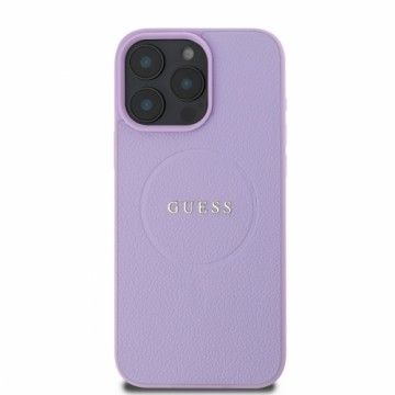 Guess PU Grained Classic Logo MagSafe Case for iPhone 16 Pro Max Purple