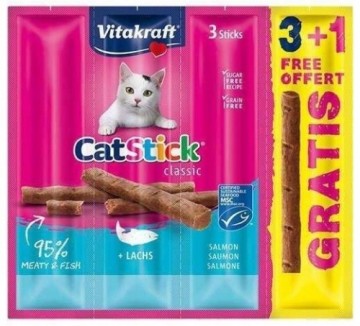 VITAKRAFT Cat Stick Salmon - cat treats - 3 + 1