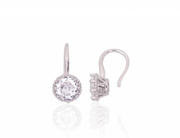 Silver hook earrings #2204269(PRh-Gr)_CZ, Silver 925°, Rhodium (Plating), Zirkons, 1.5 gr.