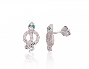 Silver stud earrings #2204268(PRh-Gr)_CZ+CZ-G, Silver 925°, Rhodium (Plating), Zirkons, 1.7 gr.