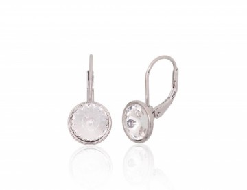 Silver earrings with 'english' lock #2204267(PRh-Gr)_SV, Silver 925°, Rhodium (Plating), Crystals, 2.7 gr.