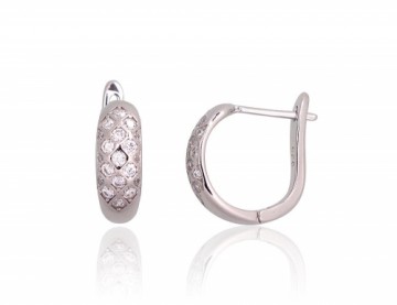 Silver earrings with 'english' lock #2203759(PRh-Gr)_CZ, Silver 925°, Rhodium (Plating), Zirkons, 3.9 gr.