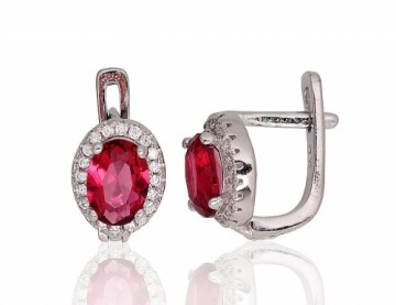 Silver earrings with 'english' lock #2202954(PRh-Gr)_CZ+CZ-RO, Silver 925°, Rhodium (Plating), Zirkons, 2.4 gr.