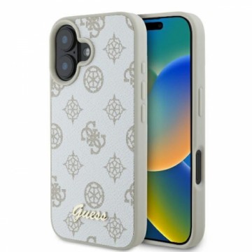 Guess GUHMP16SPGPYSH iPhone 16 6.1" biały|white hardcase Peony Script Logo MagSafe