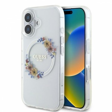 Guess GUHMP16MHFWFCT iPhone 16 Plus 6.7" przeźroczysty|transparent hardcase IML Flowers Wreath MagSafe