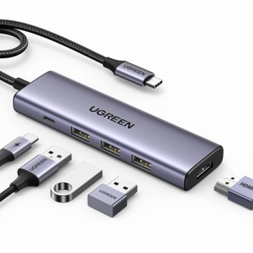 HUB Ugreen CM511 15597 5in1 USB-C - USB-C PD | HDMI | 3x USB-A 3.0 - gray