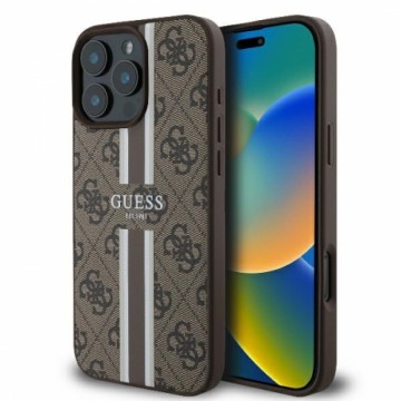 Guess GUHMP16LP4RPSW iPhone 16 Pro 6.3" brązowy|brown hardcase 4G Printed Stripes MagSafe