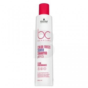 Schwarzkopf Professional BC Bonacure Color Freeze Silver šampūns pH 4,5 Clean Performance tonēts šampūns platīna blondiem un sirmiem matiem 250 ml