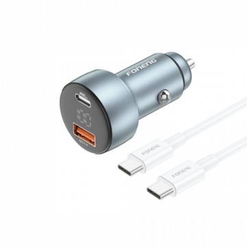 OEM Foneng Car charger C18 - USB + Type C - PD 30W 3A with Type C to Type C cable grey