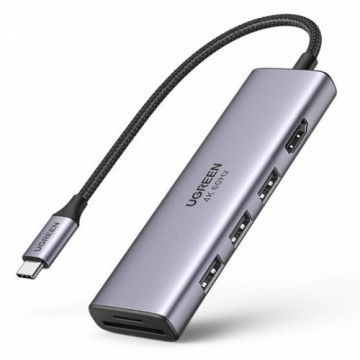 UGREEN CM511 5-in-1 adapteris no USB-C hub līdz 3x USB3.0 + HDMI + TF | SD (pelēks)