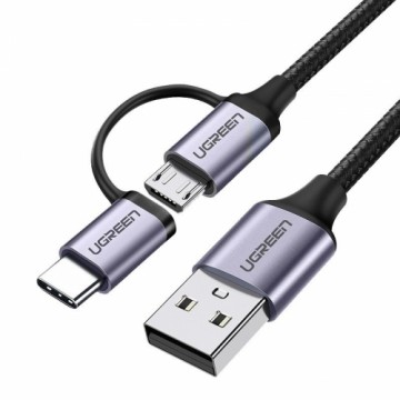 2in1 USB cable UGREEN Type-C | Micro USB, QC 3.0, 1m (black)