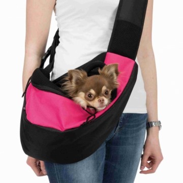 Dog carrier bag : Trixie Sling Front Bag, 50 × 25 × 18 cm, pink|black