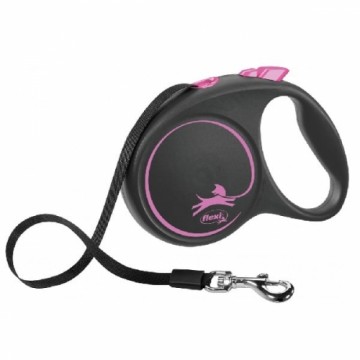 Inertia leash for dogs - Trixie Flexi BLACK DESIGN, tape leash, S: 5 m, pink