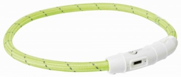 Reflective dog collar - Trixie Flash light ring USB, M-L: 45 cm|ø 7 mm, green