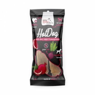 SYTA MICHA Chewing Hot Dog Rabbit with pomegranate in Deer skin - dog treat - 2 pcs.