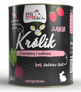 SYTA MICHA Junior Rabbit with beetroot and raspberries - wet dog food - 800g