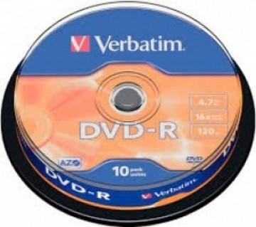 Verbatim Matricas DVD-R AZO 4.7GB 16x Papildus Aizsardzība / 10gb. iepakojumā