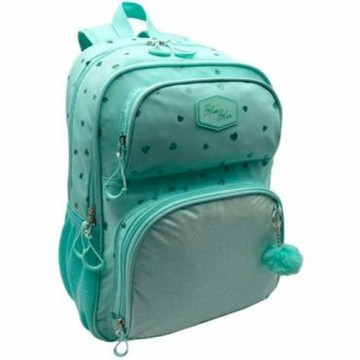 School Bag Blin-Blin Turquoise Hearts