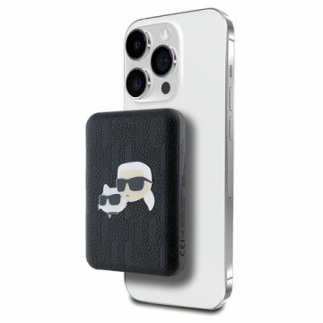 Karl Lagerfeld Powerbank indukcyjny KLPB5FPGKSKCHK 16W 5000mAh czarny|black Karl&Choupette Head Pin MagSafe