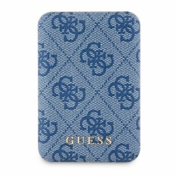 Guess Powerbank indukcyjny 15W GUPB5FP4EMGB 5000mAh niebieski|blue 4G Leather Metal Logo MagSafe