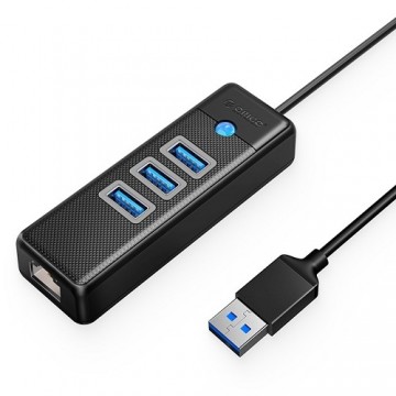 Хуб адаптер ORICO PW3UR-U3, 3x USB, 1x RJ45