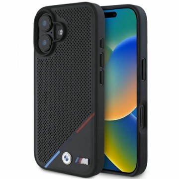 BMW BMHMP16S23PUPDK iPhone 16 6.1" czarny|black hardcase M Perforated Tricolor Line MagSafe