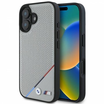 BMW BMHMP16S23PUPDG iPhone 16 6.1" szary|grey hardcase M Perforated Tricolor Line MagSafe