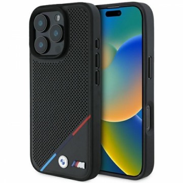 BMW BMHMP16L23PUPDK iPhone 16 Pro 6.3" czarny|black hardcase M Perforated Tricolor Line MagSafe