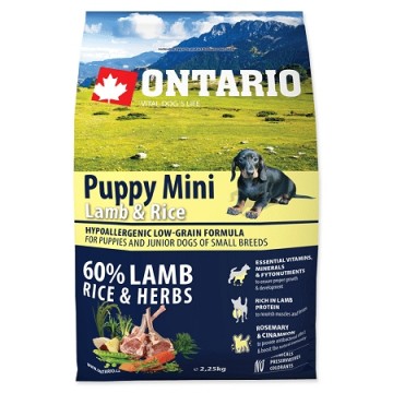 Сухой корм для щенков - Ontario Dog Puppy Mini Lamb and Rice, 2,25 кг