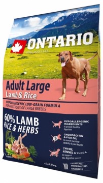 Sausa barība suņiem - Ontario Dog Adult Large Lamb, Rice and Turkey, 2,25 kg