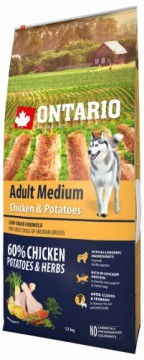 Sausa barība suņiem - Ontario Dog Adult Medium Chicken and Potatoes, 12 kg