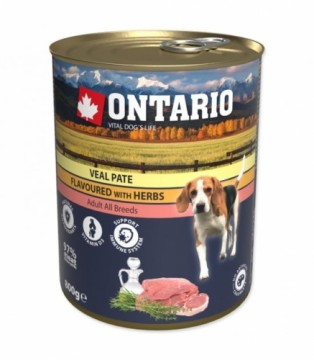 Konservi suņiem : Ontario Dog Veal Pate with Herbs 800g