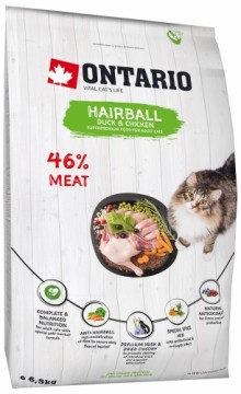 Dry cat food - Ontario Cat Hairball, 6.5 kg