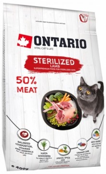 Dry cat food - Ontario Cat Sterilised Lamb, 400 gr