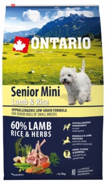 Dry food for dogs - Ontario Dog Senior Mini Lamb and Rice, 6.5 kg