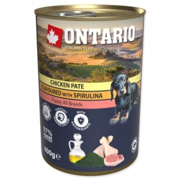 Puppy food : Ontario Dog Puppy Chicken Pate, Spirulina, Salmon oil 400g