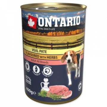 Консервы для собак : Ontario Dog Телячий паштет с травами 400 гр.