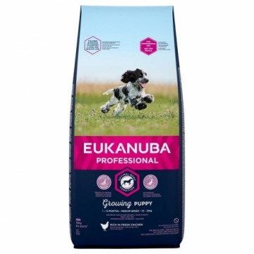 Sausa barība kucēniem - Eukanuba Puppy and Junior Medium Chicken, 18 kg