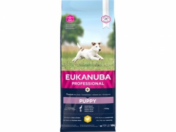 Sausa barība kucēniem - Eukanuba Puppy & Junior, Small, Chicken, 18 kg